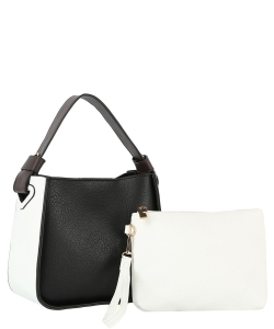 2in1 Fashion Colorblock Satchel Bag GL-0079 BLACK/WHITE